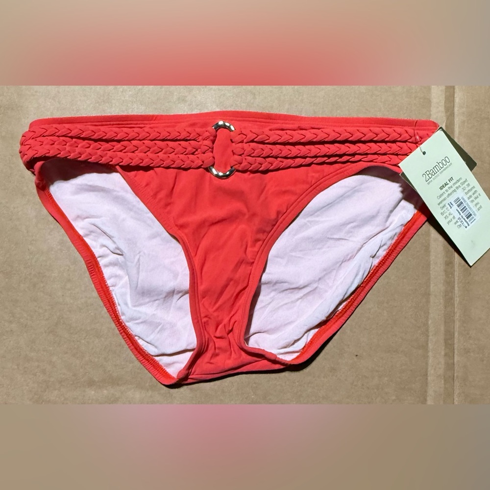 Women’s 2Bamboo Small Coral Swim Bikini Bottom NWT